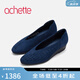 achette雅氏4SB3 2025春季新款幾何鏤空正裝單鞋舒適坡跟女鞋 E5-靛藍色 37