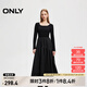 ONLY春夏通勤方領(lǐng)長袖針織拼接長裙連衣裙女|124307071 H1Z 黑色 L (170) 88A