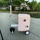 Enjoy電動行李箱可騎可坐登機箱20寸旅行箱智能行李電動車?yán)瓧U箱 粉色平面款【自帶一塊電池】