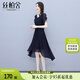 絲柏舍V領(lǐng)小黑裙2025夏裝新款女裝設(shè)計(jì)感短袖收腰中長款連衣裙