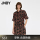 江南布衣（JNBY）夏季音符印花連體褲女寬松翻領(lǐng)連體衣收腰系帶短褲 853/雜桔 M