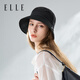 ELLE漁夫帽防曬帽子女春夏遮陽(yáng)大帽檐寬檐拼接棉麻草帽編織女通用盆帽 黑色