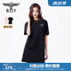 BOY LONDON春夏女款T恤裙?jié)M印潮牌直筒連衣裙W17906 黑色 M