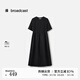 播圓領(lǐng)棉麻短袖連衣裙女25夏季新款黑色收腰顯瘦長裙DDS2LD5023 K40玄黑 M