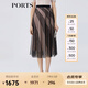 PORTS寶姿春夏新款女裝時(shí)尚印花半身裙百褶裙LM8S065KCP002 黑色 M (6)