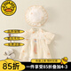 G.DUCKKIDS嬰兒衣服夏季薄款女寶寶包屁衣洋氣周歲禮服裙子短袖百天女?huà)胂难b 米白色+帽子 90碼建議80-90cm1歲半-2歲