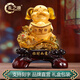 禮之源 招財(cái)如意金豬擺件 豬年生肖賀歲開業(yè)禮品 家居客廳裝飾品辦公室 絨沙金色招財(cái)如意豬