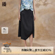 播不對稱開叉半身裙女商場同款2024夏法式復古高腰長裙BDR2BD1132 K40玄黑 M