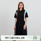 纖莉秀春裝新款大碼女裝胖mm休閑寬松顯瘦拼色POLO領(lǐng)連衣裙1860 黑色 2XL