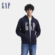 GAP男女裝秋季款印花字母logo抓絨連帽衛(wèi)衣休閑外套660128