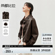尚都比拉春夏款時(shí)尚休閑機(jī)車(chē)服立領(lǐng)落肩蝙蝠袖PU皮衣外套女 咖色 S