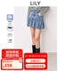 LILY【云朵PLUS牛仔】2025春新款女裝柔軟高腰氣球裙半身裙女短裙 419牛仔藍(lán) XL