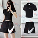 耐克（NIKE）運(yùn)動套裝女裝 2025新款夏季健身訓(xùn)練舒適透氣短袖T恤寬松梭織短褲 DV7885-010+HM8980-010 M