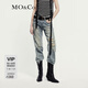 MO&Co.【NOIR系列】牛仔褲春夏手磨破洞懷舊棉質(zhì)低腰MBD2JEN019 牛仔淺藍(lán)色 M 27