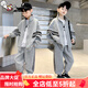 奧特曼兒童裝男童套裝秋裝2025新款春秋款中大童秋季運(yùn)動(dòng)男孩酷帥氣衣服 熱售灰色 150 身高140-150cm年齡9-10歲