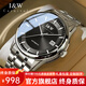 I&W CARNIVAL HWGUOJI[明星代言]瑞士品牌手表男機(jī)械表商務(wù)防水男士手表全自動(dòng)機(jī)械男表 銀黑條釘|進(jìn)口機(jī)芯|定制刻字