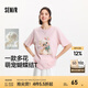 森馬（Semir）短袖t恤女中長款寬松可愛小羊印花2025夏新款狗狗印花純棉套頭衫 橡皮粉61216-可愛狗狗 XL