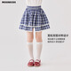 moonkids女童半身裙2025夏季新款蓬蓬公主裙子夏裝兒童女寶寶花邊蛋糕短裙 2232藏青色格紋短裙 140 cm