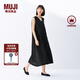 無(wú)印良品（MUJI）女式 棉 漢麻 無(wú)袖連衣裙女裝裙子夏季 連身裙長(zhǎng)裙 BCD91C5S 黑色 M （160/84A）