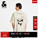 杰克·瓊斯（JACK&JONES）男裝25年棉質(zhì)涼感短袖T恤男士夏季潮流寬松卡通熊貓印花半袖t恤 A08云米色 寬松版，卡碼拍小 M 175