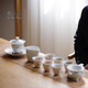 簡(jiǎn)先生景德鎮(zhèn)市青竹功夫茶具套裝純手繪整套白瓷陶瓷蓋碗茶杯 青竹茶器