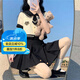 澄殼浩浩女童jk套裝女學生學院風甜美服裝日系水手學生短袖百褶裙夏天服裝 上衣+裙子 關注+領帶 160 S 【建議60-90斤】