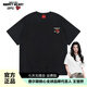 查爾斯桃心cleanfit極簡桃心印花基礎(chǔ)款純棉T恤休閑寬松短袖情侶男女同款 黑色 (180/100A)XL