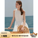 ELLE法式蕾絲無袖連衣裙女2025夏季新款波嬉風(fēng)度假氣質(zhì)背心長裙 白色 S