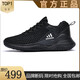 品牌斷碼運動鞋男夏季鏤空網(wǎng)布鞋休閑旅游鞋單網(wǎng)面透氣軟底跑步鞋 3689黑色(單網(wǎng)) 42