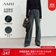 AMII女裝2025冬季新款休閑丹寧風(fēng)復古洗水植絨加絨牛仔褲女長(cháng) 深牛仔藍 XL 170/76A