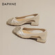 達芙妮（DAPHNE）涼鞋女粗跟中跟百搭夏季宴會增高仙女風配裙子2025新款 香檳色 37 (235mm)  標準碼