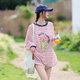 安與·洛施琪韓版粉色條紋泳衣女分體三件套罩衫長(cháng)袖防曬保守遮肉顯瘦遮肚子 圖片色 L