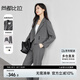 尚都比拉春秋氣質(zhì)通勤兩?？畚餮b遮胯顯瘦直筒長(zhǎng)褲套裝 灰色 M 