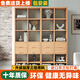 裕鄉(xiāng)書架全實木松木落地置物架客廳玄關(guān)柜一體靠墻展示架多層格子書柜 三門 120*30*200【實木打造】