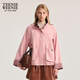 Teenie Weenie小熊女裝巴恩風(fēng)外套春秋簡(jiǎn)約休閑燈芯絨拼接翻領(lǐng)上裝 粉色 S