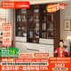 法詩(shī)韻中古風(fēng)全實(shí)木定制書(shū)柜2025爆款一體靠墻帶玻璃門(mén)置物柜橡木展示柜 1.8米長(zhǎng)*2.4米高【六門(mén)書(shū)柜】 ENF母嬰級(jí)環(huán)?？咕?8MM加厚橡木