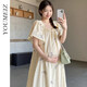 優(yōu)美珍日本孕婦連衣裙夏季外穿2025新款孕期穿搭洋氣時髦大碼吊帶裙子 鵝黃色 XL