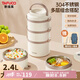 泰福高（TAFUCO）飯盒304不銹鋼提鍋上班族餐盒大容量三層保溫桶2.4L食品級T5341