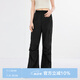 樂(lè)町防曬工裝休閑褲寬松直筒褲百搭戶(hù)外運(yùn)動(dòng)闊腿褲子 黑色（現(xiàn)貨） S