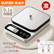 蘇泊爾（SUPOR）精準(zhǔn)廚房電子秤家用烘焙克數(shù)秤稱克的小秤小型克秤稱重 [不銹鋼鋼盤]快充款 [10kg-0.1g][g/oz]切