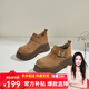 達芙妮加絨厚底勃肯鞋女2025新款冬季女靴一腳蹬復古單鞋保暖棉鞋 駝色 單層 36 (230mm) 標準碼