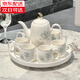 蕊順高檔茶具套裝結(jié)婚禮品新款陶瓷水杯茶壺茶杯客廳待客喬遷之喜送禮 金蓮花海豚茶具套裝