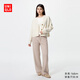 優(yōu)衣庫女裝可機洗紐花針織長褲/休閑褲新款25秋冬新款478848 33 卡其色 XL /165/92
