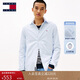 TOMMY JEANS【牛津紡】25春夏男女肌理條紋亞洲版長(cháng)袖/純棉中性簡(jiǎn)約襯衫