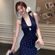瑜尚臻品法式蕾絲掛脖V領(lǐng)碎花連衣裙女2025夏季新款收腰設(shè)計感度假長裙子 碎花掛脖裙【M】建議120斤內(nèi)