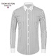 湯姆波爾頓 THOM BOLTON條紋襯衫男長(cháng)袖秋季新款商務(wù)修身高級感白領(lǐng)拼色通勤純棉免燙襯衣 黑條紋 XL /42【建議140-155斤】