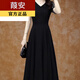 葭安【特價(jià)撿漏】真絲連衣裙夏季新款中年媽媽黑色大碼品牌顯瘦遮肚修 黑色 3XL 145-160斤