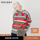 moussy 早春新品迪士尼合作款米奇圖案針織毛衣010GAL70-5080 160灰色 均碼