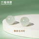 六福珠寶 和田玉耳釘圓珠Ag925銀耳釘國風(fēng)耳飾禮物 總重約2.13克