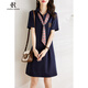 clotho Rennie品牌女裝連衣裙女2025夏季新款韓版寬松遮肉顯瘦POLO領(lǐng)休閑直筒裙 藏青色 M